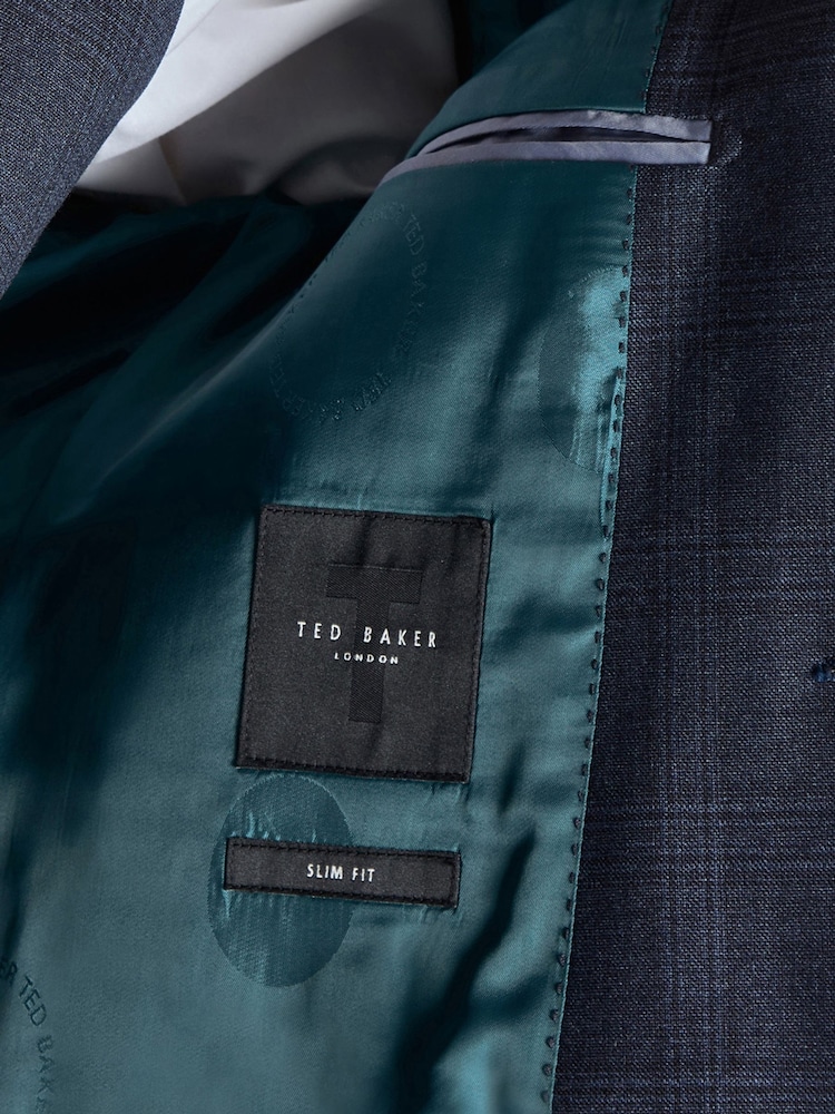 Ted Baker Tailoring Blue Ara Textured Check Slim Fit Jacket - Image 6 of 6 Ted Baker Tailoring Blue Ara Textured Check Slim Fit Jacket - Image 6 of 6