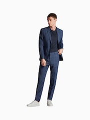 Синяя приталенная льняная куртка в клетку Ted Baker Tailoring Octant - Изображение 5 из 5