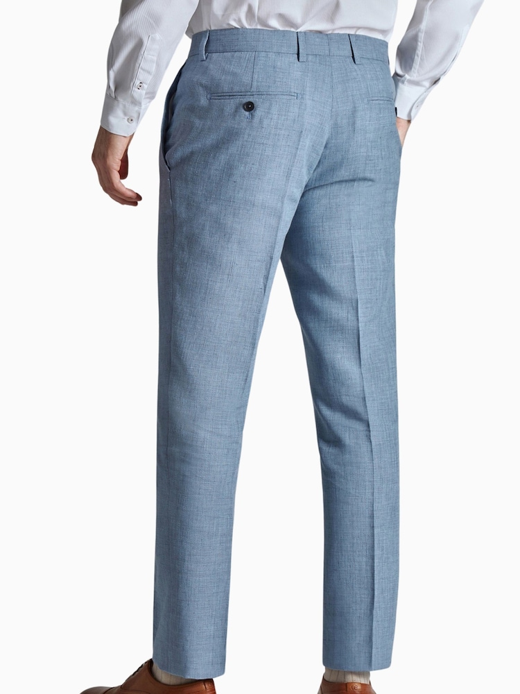 Ted Baker Tailoring Blue Hydra Linen Slim Fit Trousers - Image 2 of 4