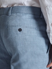 Ted Baker Tailoring Blue Hydra Linen Slim Fit Trousers - Image 4 of 4