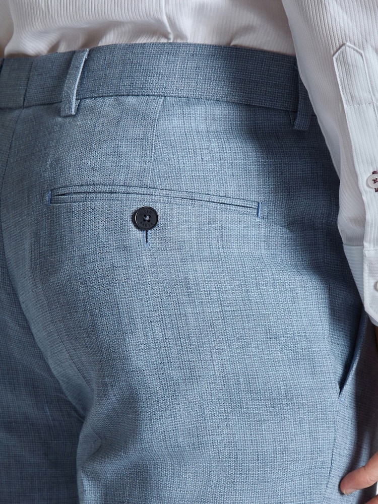 Ted Baker Tailoring Blue Hydra Linen Slim Fit Trousers - Image 4 of 4 Ted Baker Tailoring Blue Hydra Linen Slim Fit Trousers - Image 4 of 4