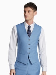 Ted Baker Tailoring Blue Draco Sharkskin Slim Fit Waistcoat - Image 1 of 2