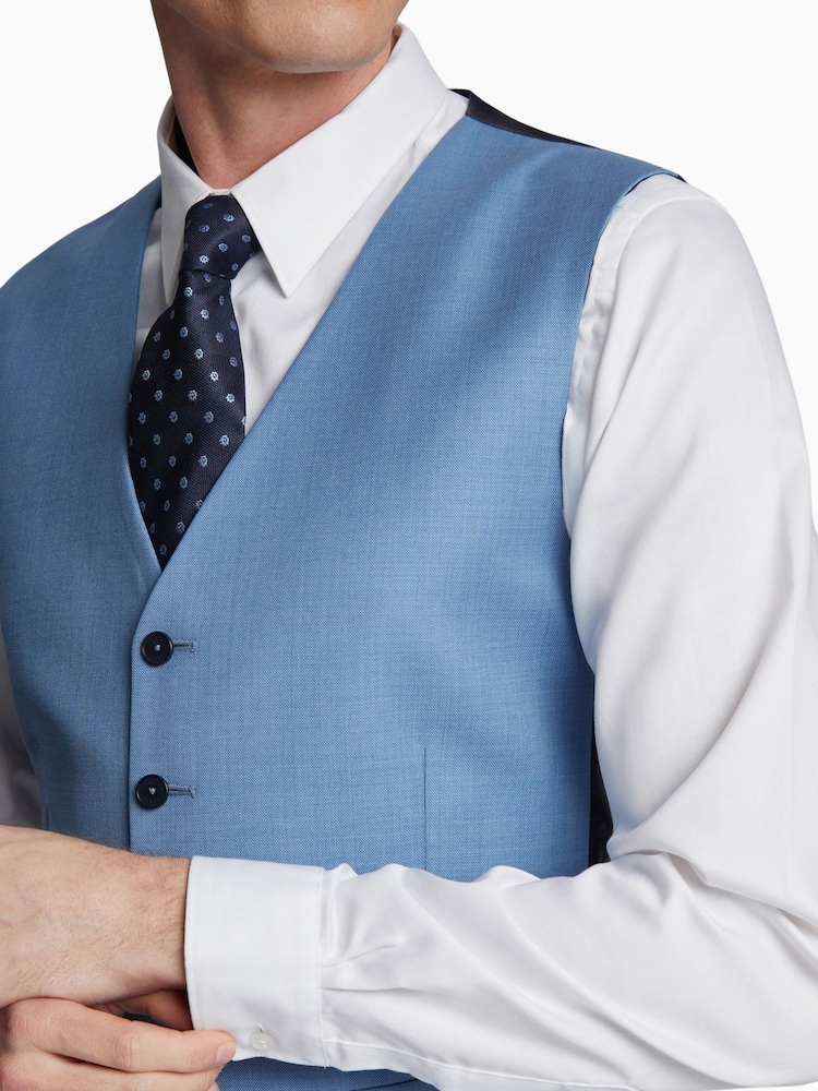 Ted Baker Tailoring Blue Draco Sharkskin Slim Fit Waistcoat - Image 2 of 2
