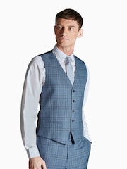Синий большой приталенный жилет в клетку Ted Baker Tailoring Alder - Изображение 1 из 5