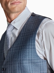 Синий большой приталенный жилет в клетку Ted Baker Tailoring Alder - Изображение 3 из 5