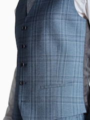 Синий большой приталенный жилет в клетку Ted Baker Tailoring Alder - Изображение 4 из 5