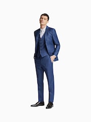 Синяя приталенная куртка в клетку Ted Baker Tailoring Volan - Изображение 2 из 5