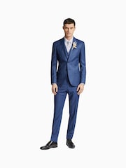Синяя приталенная куртка в клетку Ted Baker Tailoring Volan - Изображение 3 из 5