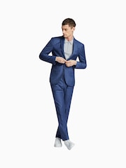 Синяя приталенная куртка в клетку Ted Baker Tailoring Volan - Изображение 4 из 5
