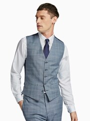 Ted Baker Tailoring Blue Tonal Check Slim Fit Waistcoat - Image 1 of 2
