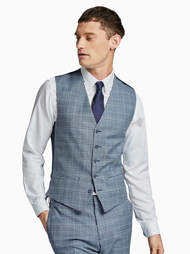 أزرق ـ صدرية بنقشة مربعات تلبيس رشيق من Ted Baker Tailoring - صورة 1 من 2 أزرق ـ صدرية بنقشة مربعات تلبيس رشيق من Ted Baker Tailoring - صورة 1 من 2
