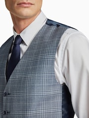 Ted Baker Tailoring Blue Tonal Check Slim Fit Waistcoat - Image 2 of 2