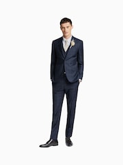 Синяя фактурная куртка узкого кроя в клетку Ted Baker Tailoring - Изображение 3 из 5
