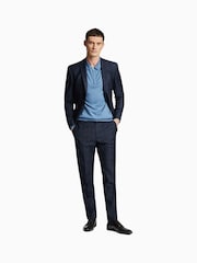Синяя фактурная куртка узкого кроя в клетку Ted Baker Tailoring - Изображение 4 из 5