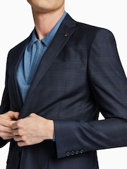 Синяя фактурная куртка узкого кроя в клетку Ted Baker Tailoring - Изображение 5 из 5