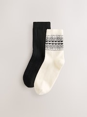 Črna/kremna barva - s fairskim vzorcem Ankle nogavice Vsebuje kašmir 2 komplet - Slika 1 iz 5