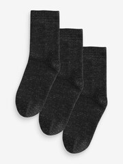 Black Sparkle Heavyweight Ankle Socks 3 Pack - Image 1 of 4