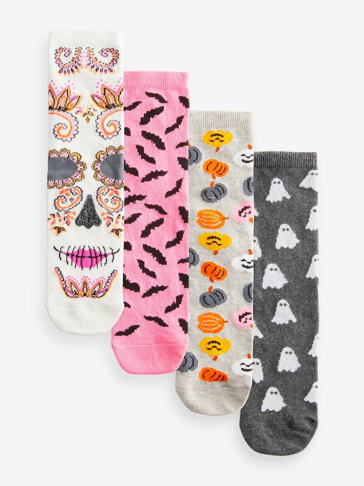 Day Of The Dead Halloween Ankle Socks 4 Pack - Image 1 of 7 Day Of The Dead Halloween Ankle Socks 4 Pack - Image 1 of 7