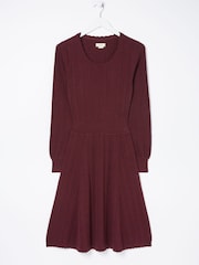 FatFace Saffron Purple Knitted Skater Dress - Image 1 of 1