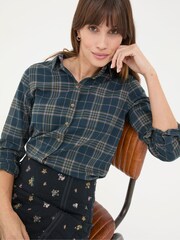 FatFace Olivia Navy 100% Cotton Check Shirt - Image 4 of 6