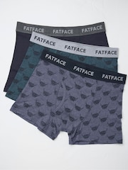 FatFace Blue Highland Cow Cotton Boxers 3 Pack - Image 1 of 2