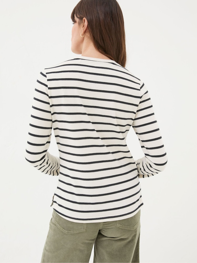 FatFace Hettie Cream Rib Henley Top - Image 2 of 6