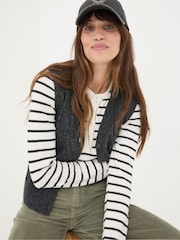 FatFace Hettie Cream Rib Henley Top - Image 3 of 6