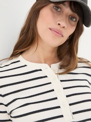 FatFace Hettie Cream Rib Henley Top - Image 4 of 6