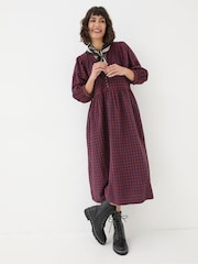 FatFace Ceil Burgundy Red Check Dress - Image 1 of 5