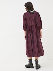 FatFace Ceil Burgundy Red Check Dress - Image 2 of 5