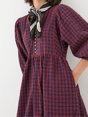 FatFace Ceil Burgundy Red Check Dress - Image 4 of 5