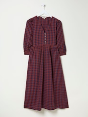 FatFace Ceil Burgundy Red Check Dress - Image 5 of 5