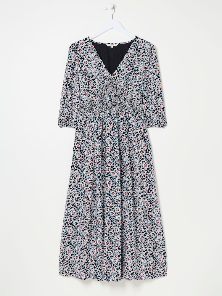 FatFace Rene Black Wild Floral Midi Dress - Image 6 of 6