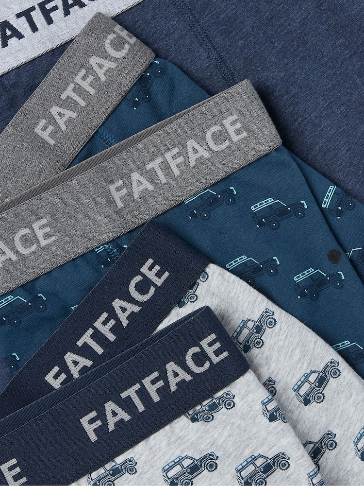 FatFace Blue Off Roader Cotton Boxers 3 Pack - Image 2 of 2