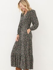 FatFace Dahlia Black Ditsy Maxi Dress - Image 3 of 7