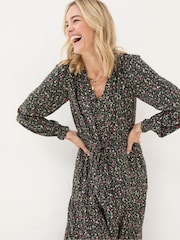 FatFace Dahlia Black Ditsy Maxi Dress - Image 4 of 7