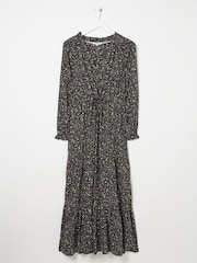 FatFace Dahlia Black Ditsy Maxi Dress - Image 7 of 7