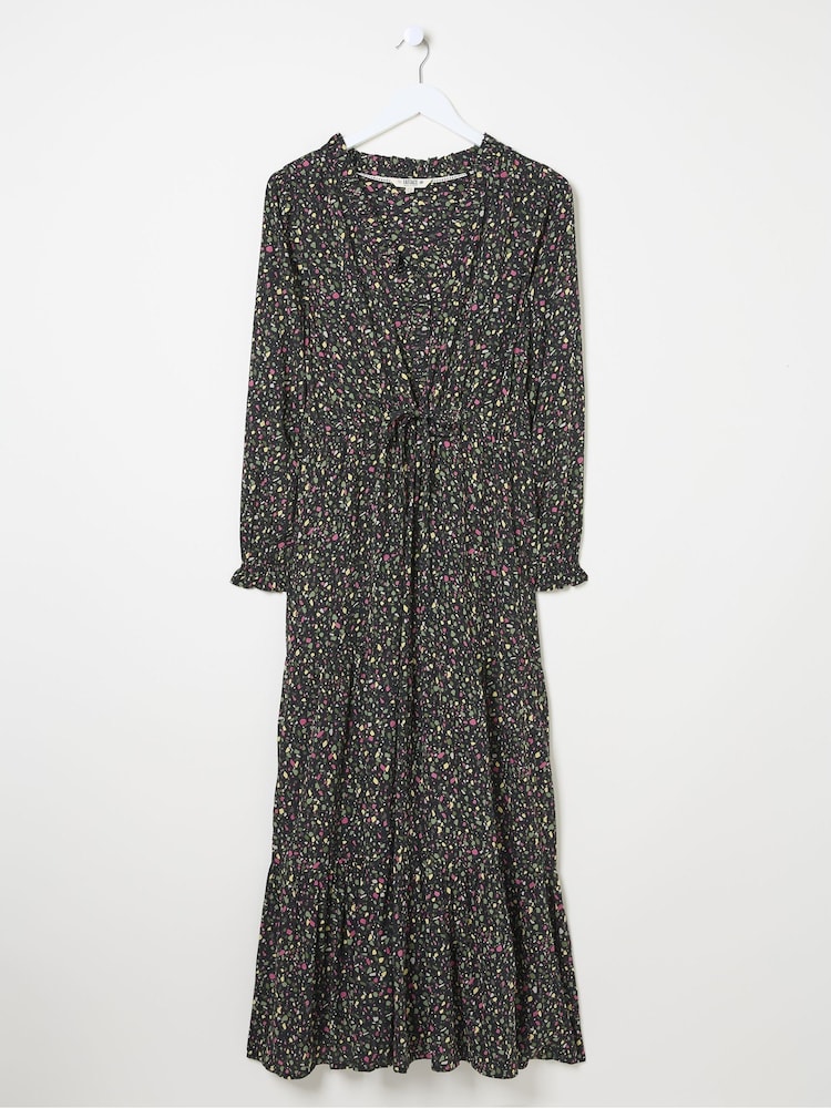 FatFace Dahlia Black Ditsy Maxi Dress - Image 7 of 7