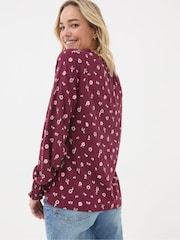 FatFace Florence Red Wild Ditsy Top - Image 2 of 5