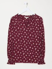 FatFace Florence Red Wild Ditsy Top - Image 5 of 5
