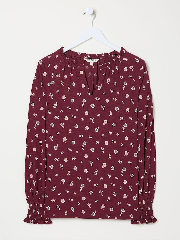 FatFace Florence Red Wild Ditsy Top - Image 5 of 5