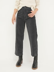 FatFace Keswick Charcoal Grey Wide Leg Crop Jeans - Image 1 of 6