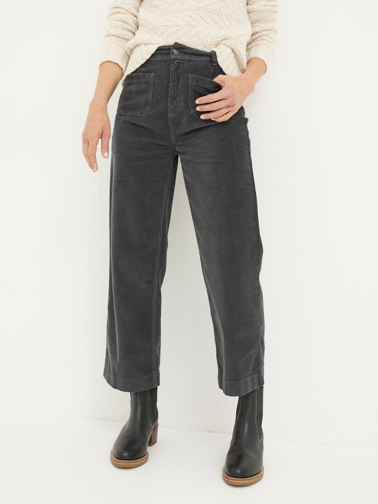 FatFace Keswick Charcoal Grey Wide Leg Crop Jeans - Image 1 of 6