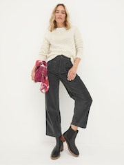 FatFace Keswick Charcoal Grey Wide Leg Crop Jeans - Image 2 of 6