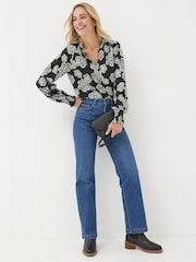 FatFace Florence Black Spaced Floral Top - Image 6 of 7
