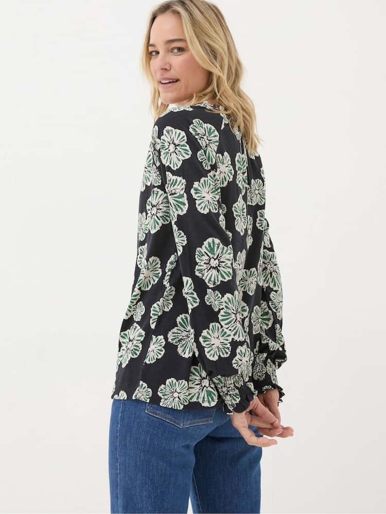 FatFace Florence Black Spaced Floral Top - Image 7 of 7