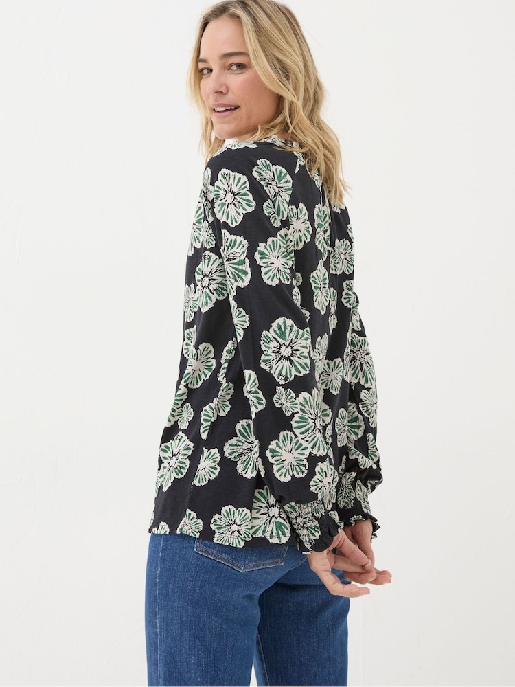 FatFace Florence Black Spaced Floral Top - Image 2 of 5