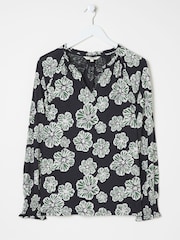 FatFace Florence Black Spaced Floral Top - Image 5 of 5