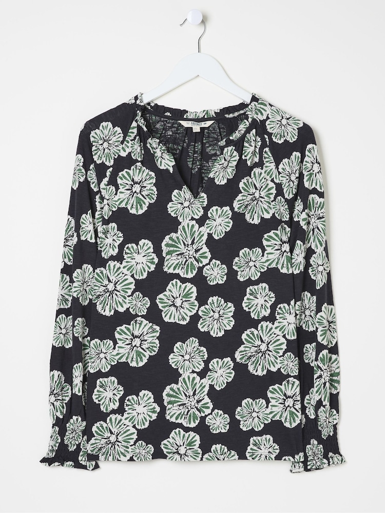 FatFace Florence Black Spaced Floral Top - Image 5 of 5