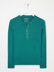 FatFace Hettie Green Rib Henley Top - Image 6 of 6